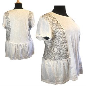 Lane Bryant 22/24 Short Sleeve Tee with Lace Inset